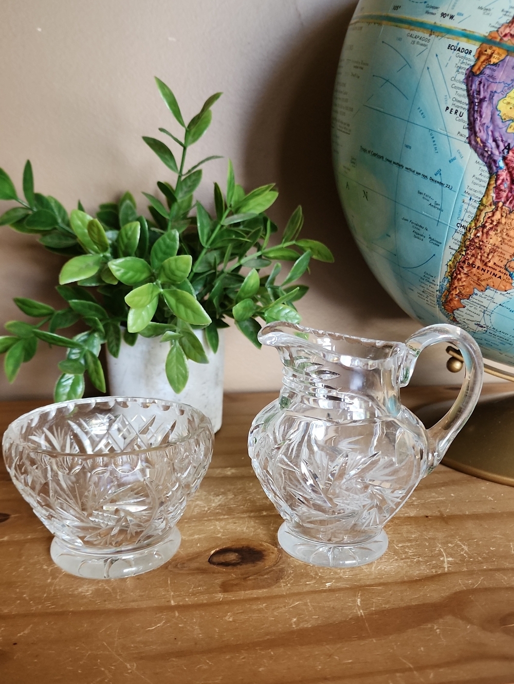 Clear Cut Crystal-Style Glass Creamer and Sugar Set - Clear